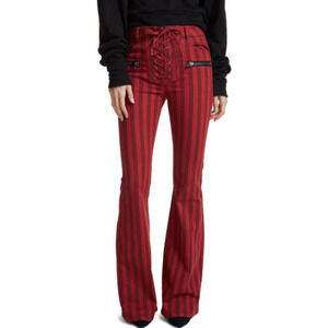 NWT REVOLVE AFRM Claire Red Stripe Lace-Up Flare Leg Jeans Rock N Roll - Size 29